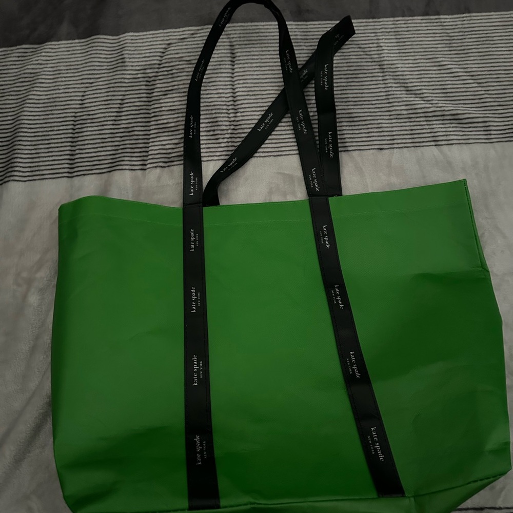 Kate Spade Vibrant Green Shopper with Black Straps - NWOT